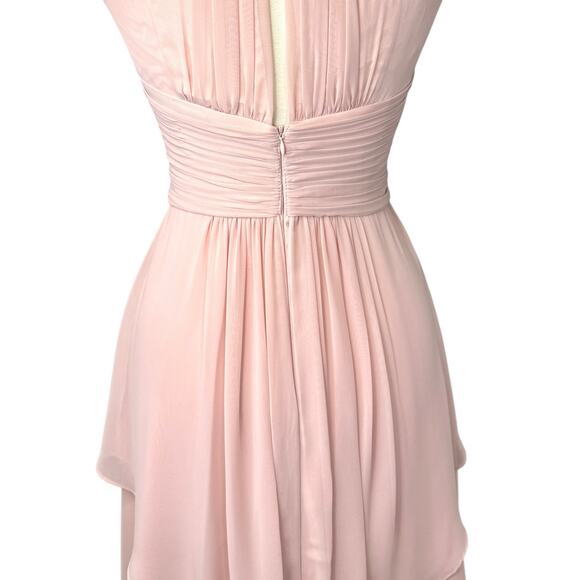 Eliza J Cocktail Dress Size 6 Pink Embellished Neck Tiered Chiffon Pleated Waist - Picture 11 of 15